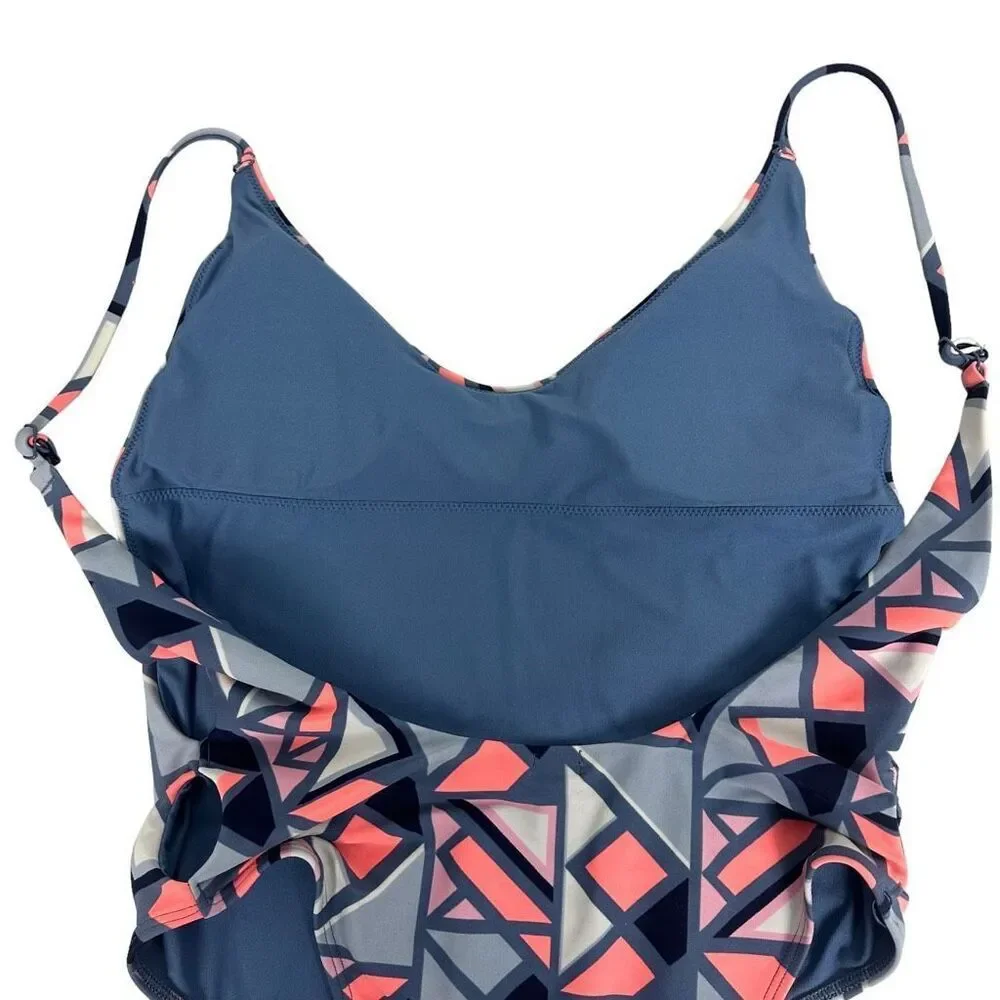 Aerie Geometric Print Voop Neck One Piece Swimsuit size Medium